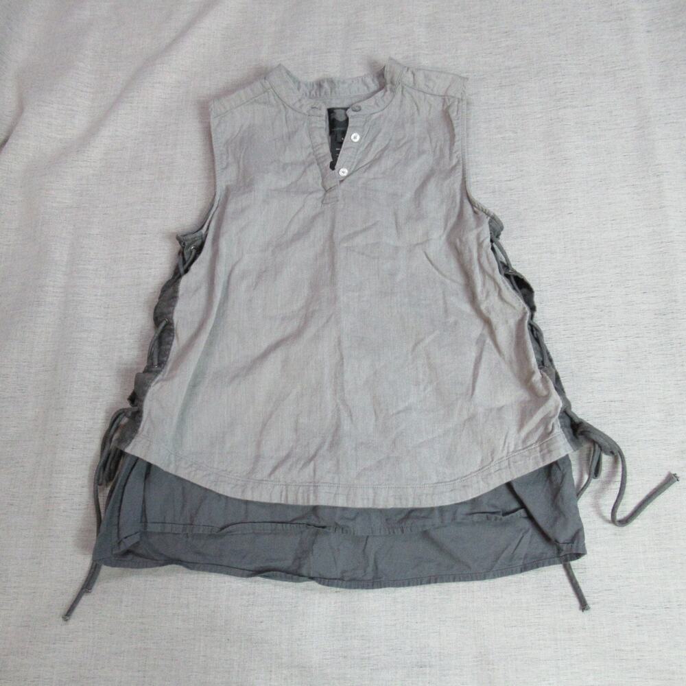 Harley Davidson Top Womens Large Gray Sleeveless Layered Moto Rocker Biker Chick